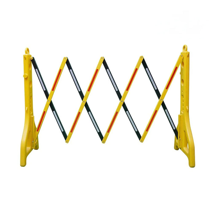 Barrière Extensible Jaune Plastique Lestable 2.45m dépliée